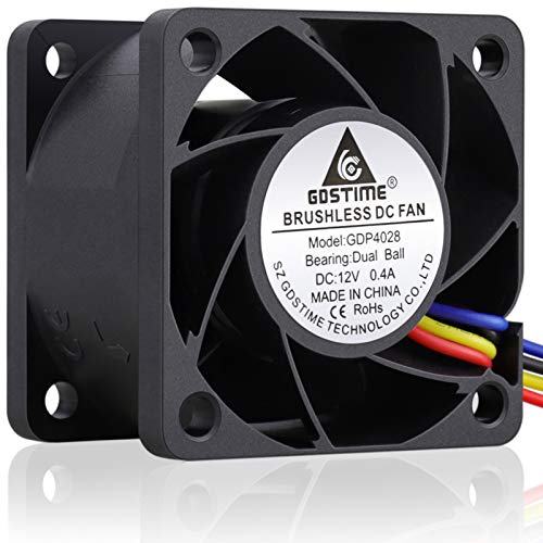 GDSTIME 40mm PWM Fan 4-Pin 12V 40x40x28mm Dual Ball Bearing High Speed Brushless DC Cooling Fans