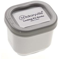 Locking Pin Backs (72) Bulk Metal Pin Keepers Bundled with Storage Case Hickoryville (White)