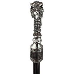 Design Toscano Dragons Thorne Drakkar Dragon Gothic Walking Stick, 38 Inch, Polyresin Handle and Metal Cane, Silver Chrome