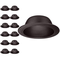 TORCHSTAR 12-Pack 6 Inch Recessed Can Light Trim, Oil Rubbed Bronze Metal Step Baffle Trim, for PAR30, PAR38, BR30, BR40 Light Bulbs, for 6” Recessed Light Can, Fit Halo/Juno Remodel Recessed Housing