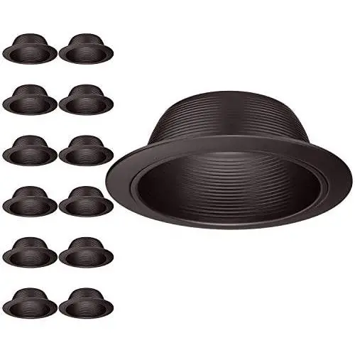 TORCHSTAR 12-Pack 6 Inch Recessed Can Light Trim, Oil Rubbed Bronze Metal Step Baffle Trim, for PAR30, PAR38, BR30, BR40 Light Bulbs, for 6” Recessed Light Can, Fit Halo/Juno Remodel Recessed Housing