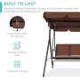 Best Choice Products 3-Seater Outdoor Adjustable Canopy Swing Glider, Patio Loveseat Bench for Deck, Porch w/Armrests, Textilene Fabric, Steel Frame - Brown