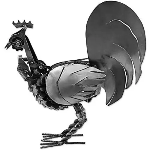 Handmade Mechanical Rooster Recycled Auto Part Sculpture (Mexico) Grey Metal Handmade Mechanical Rooster Recycled Auto Part Sculpture (Mexico) Grey Metal