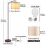 Rottogoon Floor Lamp for Living Room, LED Standing Lamp with 2 Lamp Shades Tall Industrial Floor Lamp Reading for Bedroom, Office (9W LED Bulb, Beige & White Shades Included) -Oil-Rubbed Bronze