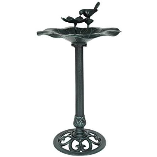 Christopher Knight Home 305362 Andy Outdoor Aluminum and Iron Bird Bath, Antique Green