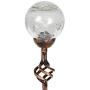 Exhart Solar Clear Cracked Crystal Ball Metal Finials Yard Stake - Glass Ball Metal Stake w/Solar LED Outdoor Lights, Glass Globe Metal Artwork, Glass Orb Metal Ground Stake, 3.5'' L x 3.5'' W x 31'' H