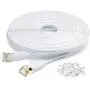 Cat7 Flat Ethernet Cable, 50 Ft 10 Gigabit High Speed Solid Computer Network Cord with Snagless Rj45 Connectors for Xbox,PS4,Modem,Router,Networking Switch Faster Than Cat5e Cat5 Cat6 Cable,White Cat7 Flat Ethernet Cable, 50 Ft 10 Gigabit High Speed Solid Computer Network Cord with Snagless Rj45 Connectors for Xbox,PS4,Modem,Router,Networking Switch Faster Than Cat5e Cat5 Cat6 Cable,White