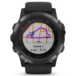 Garmin fenix 5 Plus, Premium Multisport GPS Smartwatch, Features Color Topo Maps, Heart Rate Monitoring, Music and Contactless Payment, Black with Black Band