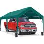 Peaktop Outdoor 10 x 20 ft Upgraded Heavy Duty Carport Car Canopy Portable Garage Tent Boat Shelter with Reinforced Triangular Beams and 4 Weight Bags,Green