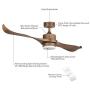 CO-Z 52-Inch Ceiling Fan Natural Walnut Finish with 2 Walnut Color ABS Blades and White Glass 15W LED Light Kit (Natural Walnut)