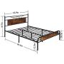 VECELO Queen Size Bed Frame with Wooden Headboard, Metal Platform Bed Frame with Footboard,No Box Spring Needed,Sturdy Steel Structure,14 Strong Steel Slat Support, Easy Assembly/Rustic Brown