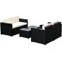 Outsunny 4-Piece Cushioned Patio Furniture Set, with 2 Chairs, Sectional, and Glass Coffee Table, Rattan Wicker, Black Outsunny 4-Piece Cushioned Patio Furniture Set, with 2 Chairs, Sectional, and Glass Coffee Table, Rattan Wicker, Black