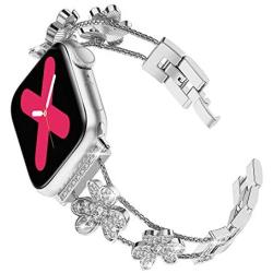 Ritastar Rhinestone Bracelet for Apple Watch Band Stainless Steel Women,Girly Dressy Wristband Jewelry Strap with Fashion Bling Czech Diamonds,Adjustable Metal Buckle for 40mm 38mm Series 6,5,4,3,2,1