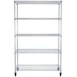 TRINITY 5-Tier NSF EcoStorage Shelving Rack with Wheels, 48 by 24 by 72-Inch, Chrome