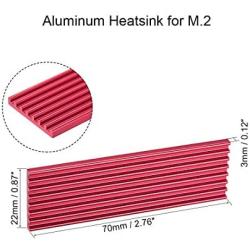 uxcell Aluminum Heatsink 70x22x3mm E-Shape Red for M.2, for 2280 SSD