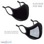 Halo Life Face Mask - Reusable/Washable with Replaceable Nanofiber Filter - Lightweight Ultra-Breathable, Specific Sizes, Adjustable to fit for Women/Men/Children- 200 Hour Filter Life - Black