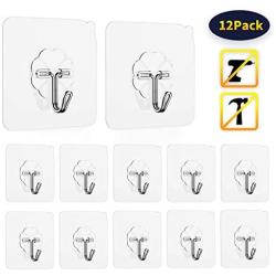 Limo Adhesive Hooks Utility Hooks 44 lb/ 20 kg(Max), Heavy Duty Coat Hooks Waterproof and Oilproof Seamless Hooks , Wall Hook for Bathroom Kitchen