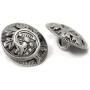 Bezelry 12 Pieces Fern Crozier Metal Shank Buttons. 15mm (19/32 inch) (Gray Silver)