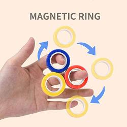 NSKER 3PCS Fidget Toys for Anxiety-Cool Finger Stress Relief Magnetic Rings Office School Stress Toys Magnet Magnetic Fingertip Toy Magnetic Game Unzip Toys for Men,Women and Kids-Deep Blue