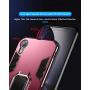 iPhone XR Case, Heavy Duty Shockproof Phone Cover with Magnetic Car Mount Metal Ring Kickstand for Apple iPhone XR 6.1inch - Red