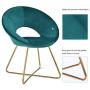 Duhome Modern Accent Velvet Chairs Dining Chairs Single Sofa Comfy Upholstered Arm Chair Living Room Furniture Mid-Century Leisure Lounge Chairs with Golden Metal Frame Legs 1 PCS Atrovirens