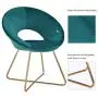 Duhome Modern Accent Velvet Chairs Dining Chairs Single Sofa Comfy Upholstered Arm Chair Living Room Furniture Mid-Century Leisure Lounge Chairs with Golden Metal Frame Legs 1 PCS Atrovirens