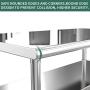 Stainless Steel Prep Table - 48x24 Inches Commercial Work Table Food Metal Table Heavy Duty Kitchen Garage Worktables and Workstations Sandwich Top with 4 Caster Wheels