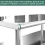 Stainless Steel Prep Table - 48x24 Inches Commercial Work Table Food Metal Table Heavy Duty Kitchen Garage Worktables and Workstations Sandwich Top with 4 Caster Wheels