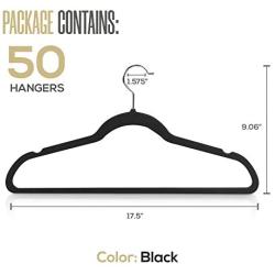 Utopia Home (Pack of 50 Premium Non Slip Velvet Hangers - 360-degree rotatable Hook - Durable & Slim - Coat Hangers - Pant Hangers - Black