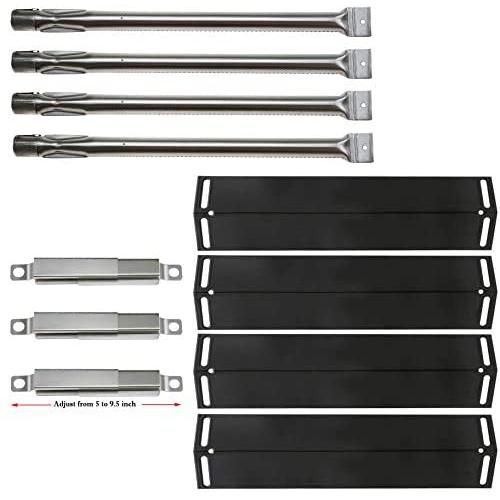 Hisencn Repair Kit Stainless Steel Grill Burner Tube, Porcelain Heat Tent Shield Deflector, Adjustable Carryover Tube Replacement For Charbroil 4 Burner 463211512, 463211513, 463211514 Gas Grill Model