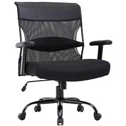 Big and Tall Office Chair 500lbs Wide Seat Desk Chair Ergonomic Computer Chair Task Rolling Swivel Chair with Lumbar Support Armrest Adjustable Mesh Chair for Adults Women, Black