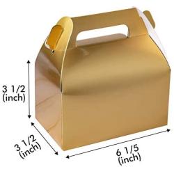 50-Pack Gable Metallic Gold Candy Treat Boxes,Small Goodie Gift Boxes for Wedding and Birthday Party Favors Box 6.2 x 3.5 x 3.5 inch