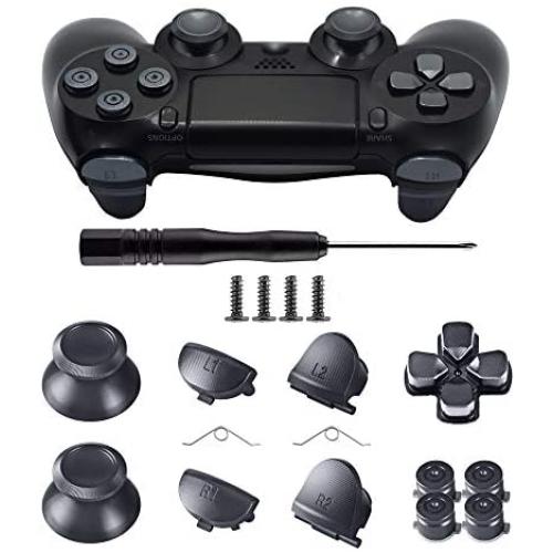 TOMSIN Metal Buttons for DualShock 4, Aluminum Metal Thumbsticks Analog Grip & Bullet Buttons & D-pad & L1 R1 L2 R2 Triggers for PS4 Controller Gen 1 (Dark Grey)