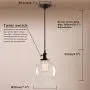 Pathson Black Pendant Light with Globe Round Glass Shade, Metal Base Cap and Adjustable Textile Cord, Industrial Style Retro Hanging Lamps for Dining Room Kitchen Island