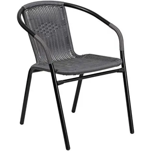 Flash Furniture Gray Rattan Indoor-Outdoor Restaurant Stack Chair Flash Furniture Gray Rattan Indoor-Outdoor Restaurant Stack Chair