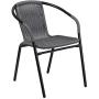 Flash Furniture Gray Rattan Indoor-Outdoor Restaurant Stack Chair