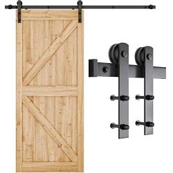 SMARTSTANDARD 6.6ft Heavy Duty Sturdy Sliding Barn Door Hardware Kit -Smoothly and Quietly -Easy to install -Includes Step-By-Step Installation Instruction Fit 36''-40'' Wide Door Panel (I Shape Hanger)