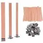 YoungRich 100 PCS Wood Candle Wicks with Iron Stand Candle Cores Natural Environmental-Friendly Wick for Candle Making and Candle DIY Craft 13x1.3cm / 5.1x0.5inch