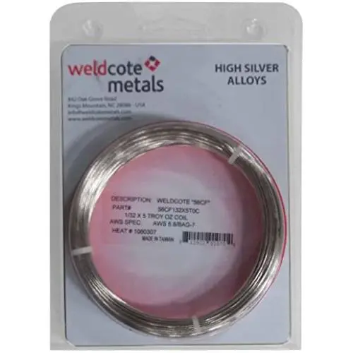 Weldcote Metals 56 Cadmium Free silver solder Size: 1/32'' 5 Troy Oz. Weldcote Metals 56 Cadmium Free silver solder Size: 1/32'' 5 Troy Oz.