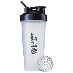 BlenderBottle Classic Shaker Bottle Perfect for Protein Shakes and Pre Workout, 28-Ounce, Clear/Black