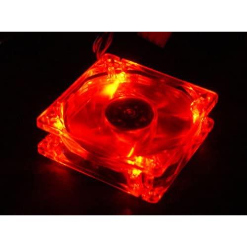 Autolizer Sleeve Bearing 80mm Silent Cooling Fan for Computer PC Cases - High Airflow, Quite, and Transparent Clear (Red Quad 4-LEDs) - 2 Years Warranty