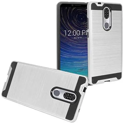 Z-GEN - for Coolpad Legacy 6.36'' (2019) 3705A - Brushed Style Hybrid Phone Case - CS3 Silver