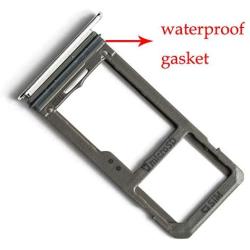 SIM Card Tray Holder Slot Replacement with Waterproof Gasket for Samsung Galaxy S8 G950 and S8 Plus G955 (Silver)