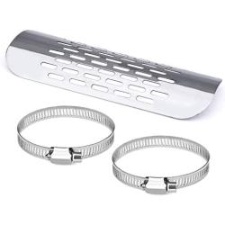 Cobella Universal Motorcycle Metal Exhaust Heat Shield Silver Straight Pattern Heel Guard Exhaust Muffler Pipe Cover