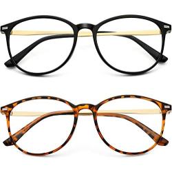 Blue Light Blocking Glasses Women/Men，Round Computer Lightweight Eyeglasses Frame Metal Legs, Reading Gaming Glasses