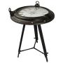 Urban Designs Industrial Porthole Metal Round Clock Coffee & End Table, Brown