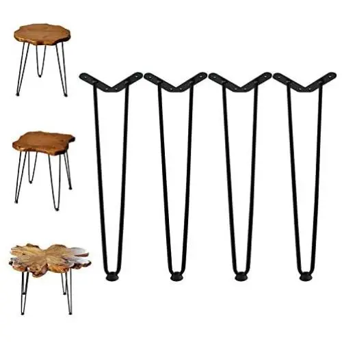 Welland 19'' Satin Black Hairpin Metal Legs 1/2” Diameter Set of 4 with Free Screws Use to Home DIY Projects for Furniture Welland 19'' Satin Black Hairpin Metal Legs 1/2” Diameter Set of 4 with Free Screws Use to Home DIY Projects for Furniture