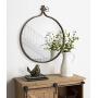 Kate and Laurel Yitro Round Industrial Rustic Metal Framed Wall Mirror, 23.5x28.5, Rustic Metal, Chic Industrial Accent Mirror for Wall