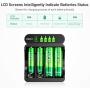Fufly Rechargeable AA AAA Battery Charger - 4 Bay Smart Charger with LCD Display for Ni-MH Ni-CD Rechargeable Batteries