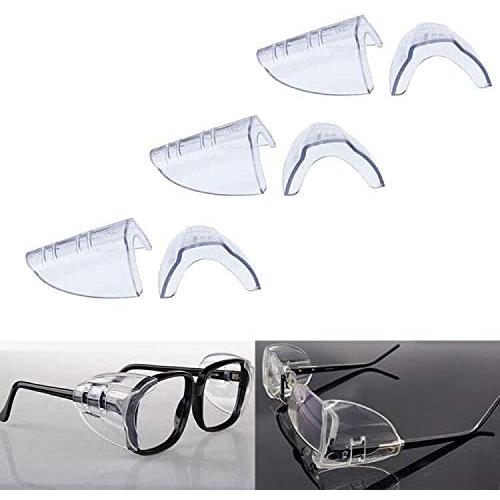 3 Pairs Eye Glasses Side Shields, Flexible Slip on Side Shields for Safety Glasses Fits Small to Medium